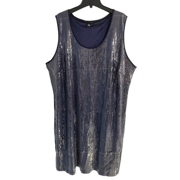DS Lab sleeveless sequin dress navy blue size 3XL cocktail event luxury classic - Picture 1 of 5